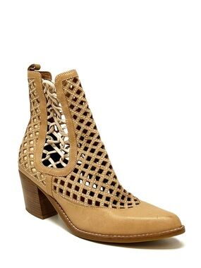 Jeffrey Campbell Diablo Booties Natural Tan Leather Size EU 41/US 10 Ankle Boots